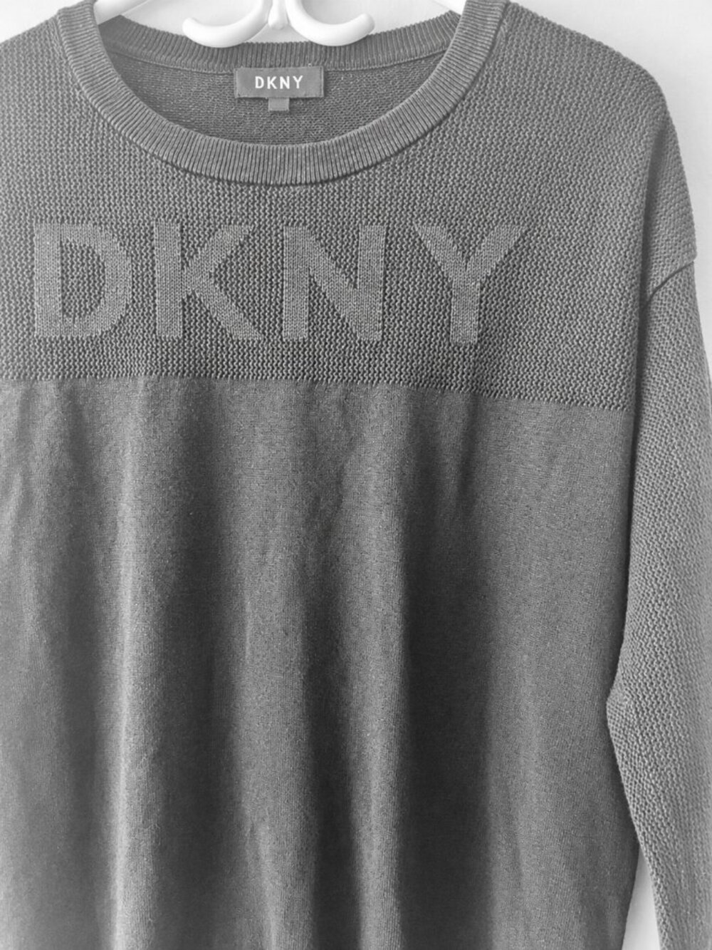 DKNY Long Cut Round Neck Knit Sweater - Picture 3 of 4